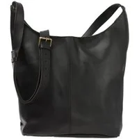 LECONI Schultertasche große Umhängetasche Beuteltasche Damentasche Shopper Echt Leder LE0055, Echtleder – Reißverschlussfach innen & außen – 34×34×11 cm
