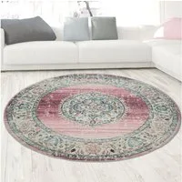 Carpetia Outdoorteppich In- und Outdoor, rund, Höhe: 5 mm, mit orientalischem Vintage-Ornamentmuster