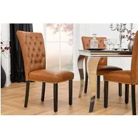 riess-ambiente Esszimmerstuhl CASTLE braun/schwarz - Kunstleder, Holz-Beine, mit Ziernieten (Einzelartikel, 1 St), Barock & Chesterfield-Kombination - ideal für Küche & Esszimmer