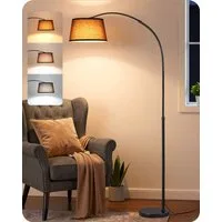 EDISHINE Stehlampe Wohnzimmer dimmbar, Standleuchte Höhenverstellbar, LED wechselbar, kaltweiß bis warmweiß dimmbar, LED Bogenlampe mit Fernbedienung