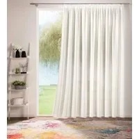 DecoHome24 Gardine Voile mit Effekt Creme (1 St), Kräuselband, halbtransparent, Voile, Store