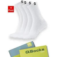 QOLONIA Socken Tennissocken Damen & Herren gepolstert 100% Baumwolle 35-46 /QSOCKS (Packung, 4 Paar) Atmungsaktive Tennis Socken mit Mesh-Support gegen Schwitzen.
