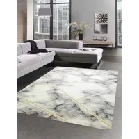 Carpetia Teppich Teppich Marmor Design Wohnzimmer Flur gold grau creme - pflegeleicht, rechteckig, Höhe: 9 mm