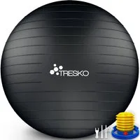 TRESKO Gymnastikball mit GRATIS Übungsposter inkl. Luftpumpe Yogaball, BPA-Frei Sitzball Büro Anti-Burst inkl. Luftpumpe, Fitnessball