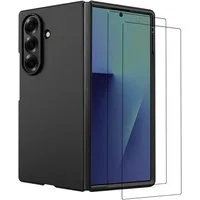 CoolGadget Handyhülle Schwarz als 2in1 Schutz Cover Set für das Samsung Galaxy Z Fold 7 8,0 Zoll / 6,5 Zoll, 2x Glas Display Schutz Folie + 1x Hard Case Hülle für Galaxy Z Fold 7