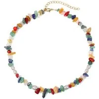 Firetti Collier Schmuck Geschenk Colorful gemstone chips, mit Achat - mit Kunststoffperle
