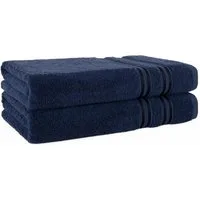 HAMMETEX Duschtuch 2er Set Badetücher 70x140 cm, 100% Baumwolle, Weich & Saugstark, Frottier (Set, 2-St), mit Bordüre, einfarbig, weich