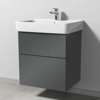 Sanipa 3way Waschtischunterbau zu Geberit Renova Plan Waschtisch mit 2 Auszügen, Anthrazit-Glanz SF87579