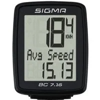 SIGMA Fahrradcomputer Kabelgebundener Fahrradzähler BC 7.16, Zykluszähler, verdrahtet, Start/Stopp, dreireihige Anzeige