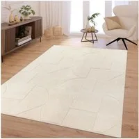 TT Home Teppich Esszimmer, Schlafzimmer, Wohnzimmer, Rechteckig, Höhe: 16 mm, Wohnzimmer Teppich Schlafzimmer Hochflor Weich Waschbar Uni 3D-Optik M