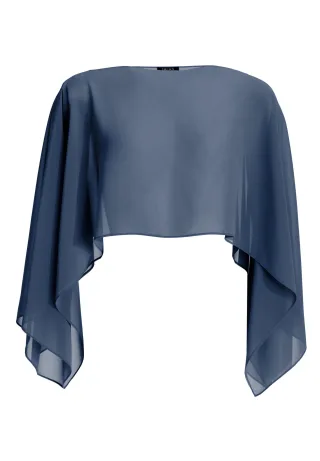 SWING - Schlupf-Stola aus Chiffon mit Ärmelschlitzen timeless blue - Gr. - S