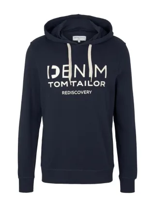 TOM TAILOR Denim - Hoodie mit Logo-Print blau - Gr. - S