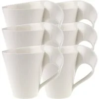 Villeroy & Boch Geschirr-Set New Wave Caffe Becher mit Henkel 0,3 l Set6, Porzellan