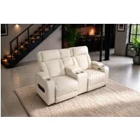 riess-ambiente TV-Sessel HOLLYWOOD beige/schwarz - Elektrisch Verstellbar, mit Getränkehalter (Einzelartikel, 1-St), Kinositze aus Kunstleder m. Relaxfunktion - ideal f. Wohn- & TV-Zimmer