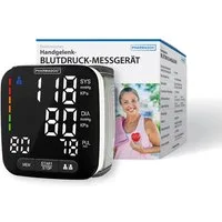 Pharmadoc Handgelenk-Blutdruckmessgerät, Ergebnisanzeige und Druckaufbau, 180 Messungen speicherbar