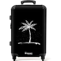 NoBoringSuitcases.com© Hartschalen-Trolley Schwarze und weiße Palme 67 cm - 72 L, 4 Rollen, Rollkoffer für Männer, Reisekoffer, Trolley für 20kg