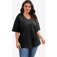 Imily Bela T-Shirt Damen Oversized Freizeittops mit halben Ärmeln (Packung, 1-tlg., 1per-Pack) einfarbig