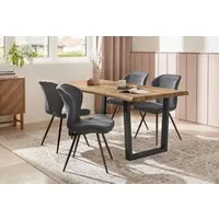 Jockenhöfer Gruppe Esstisch Margot, 180x90 cm geschwungene Baumkantenoptik und schwarzes Untergestell
