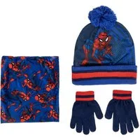 Cerda Mütze & Schal Spiderman Kinder 3 Teilig Mütze & Schal & Handschuhe- Set