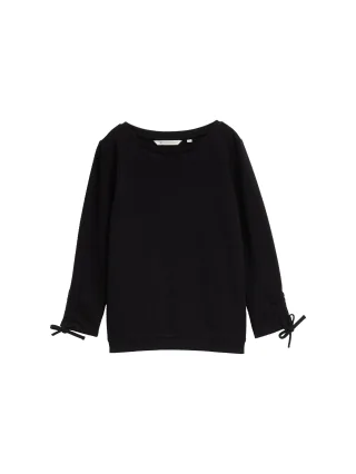 Denim Tom Tailor - Slim Fit Sweatshirt mit Raffärmeln deep black - Gr. - L