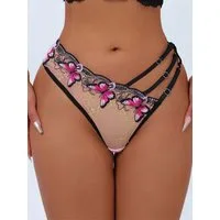Elegant Love Tangaslip Sexy Unterwäsche aus Stickereispitze, Dessous für Damen (Spitzen-String) Höschen-Lingerie: Elegante Unterhosen mit Schmetterling Muster