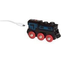 BRIO® Spielzeug-Eisenbahn BRIO® WORLD, Schwarze Akkulok mit Mini USB