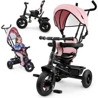 HyperMotion Dreirad für Kinder 1-4 Jahre, TOBI FREY, Rosa, drehbar, Vollgummiräder