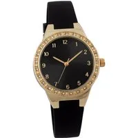 Miraval Quarzuhr Damen Armbanduhr Schwarz Gold, Goldfarbenes Gehäuse & Silikonarmband