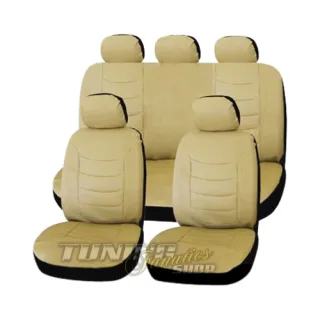 Premium Kunstleder Sitzbezug Auto Sitzbezüge Bezug Beige für viele Fahrzeuge