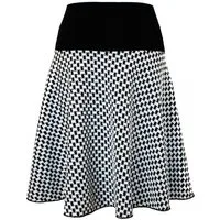 dunkle design A-Linien-Rock Schwarz Weiß 57cm Jacquard Strick Hahnentritt elastisch