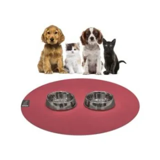 SANOZOO ® - runde Napfunterlage - Öko-Tex und Made in Germany rot 60 cm, 60 cm