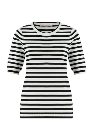 Studio Anneloes - Luna stripe ssl pullover off white/dark blue - Gr. - XS