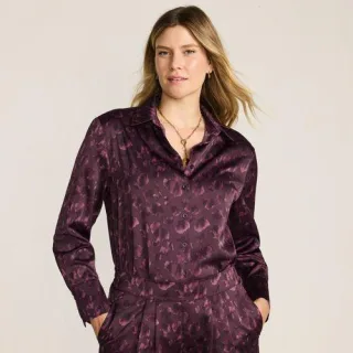 Gemusterte Satinbluse für Damen, Damen, size: regular, Lila, Polyester, by Lands' End
