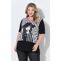 MIAMODA T-Shirt T-Shirt A-Linie Streifen und Frauen-Motiv