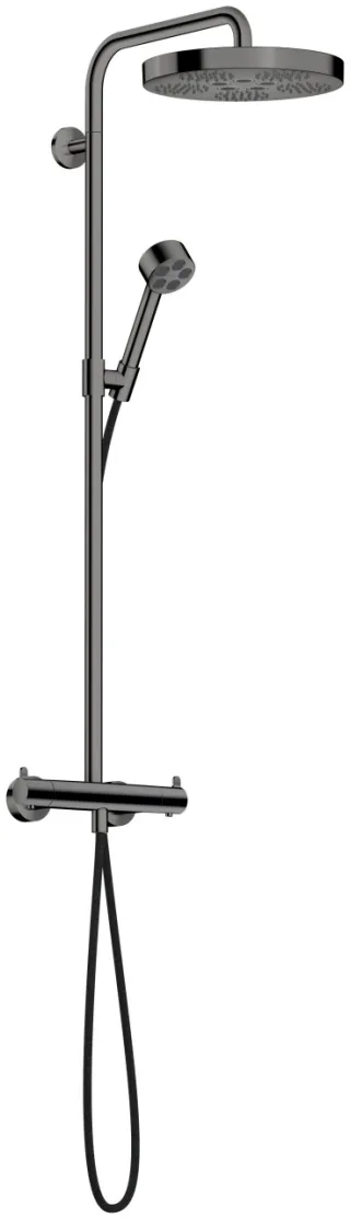 Hansgrohe Showerpipe AXOR One mit Thermostat, Kopfb. 280 1jet EcoSmart polished black chrome, 48795 48795330