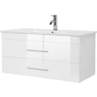welltime Waschtisch Florenz (Komplett-Set), Waschplatz mit 2 Auszügen und Softclose Breite 100cm