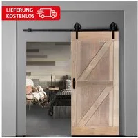 INDO Schiebetür Premium Holzschiebetür Scheunentor, 100x215 cm, leicht zu installieren (Versandkostenfreie Lieferung), handgefertigte Echtholz Schiebetür