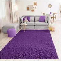 Vimoda Hochflor-Teppich Prime Shaggy Hochflor Lila Langflor Teppich Einfarbig Modern, Rechteckig, Höhe: 30 mm, Läufer Hochflor in Lila