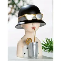 GILDE Dekofigur Lady Lemonade Figur Deko Dame mit Hut in Schwarz Gold Silber (1 St)