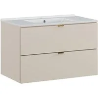 Lomadox Waschtisch DURANGO-56, 80cm mit Keramikwaschbecken, kaschmir, 2 Schubladen