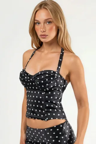 Herzkragen Pünktchen Cropped Top