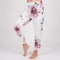 OriginalYou Jogginghose Damen Loungehose mit Stretch Freizeithose Blumenoptik Relax Pants erhältlich in Größe 36 bis 44, maximal tragbar bis 1,68m Körpergröße