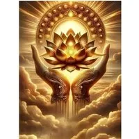 Rötting Design Malen nach Zahlen Diamond Painting Set 5d DIY Motiv Buddhas goldene Hände (Komplett-Set), Diamond Painting Vollbild, Vollständiges Zubehörpaket
