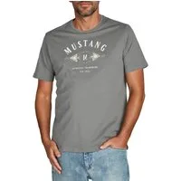 MUSTANG T-Shirt Herren Printshirt Regular Fit (1-tlg) Kurzarm Tee Shirt mit Rundhalsausschnitt aus 100% Baumwolle