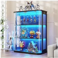 BROTTAR Glasvitrine Rund 3 Ebenen LED mit Sensor (1-St) 80×38.5×103.5cm, schwarz
