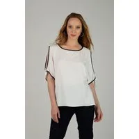 Passioni Tunikashirt Tunika in Weiß, mit Schlitzöffnungen und Bindebändern an den Ärmeln