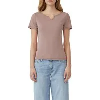 QS T-Shirt in Ripp-Optik und mit Splitneck