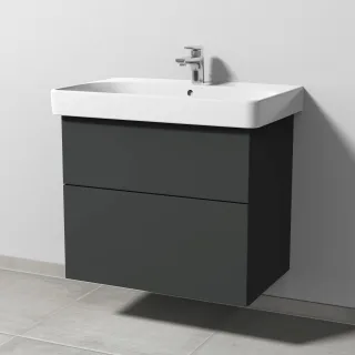 Sanipa 3way Waschtischunterbau zu Geberit Smyle Square Waschtisch mit 2 Auszügen, Graphit-Matt SP6721B
