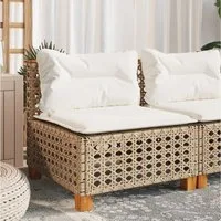 vidaXL Gartensofa, Gartensofa ohne Armlehnen mit Kissen Beige Poly Rattan