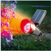 esotec LED Gartenstrahler Aluminium Solarstrahler Spotlight Wand+Boden multicolor outdoor 102134, Tagsüber lädt das Solarmodul den integrierten Akku auf. Bei Dämmerung schalten sich die Solarlampen für außen automatisch ein., LED fest integriert, 600